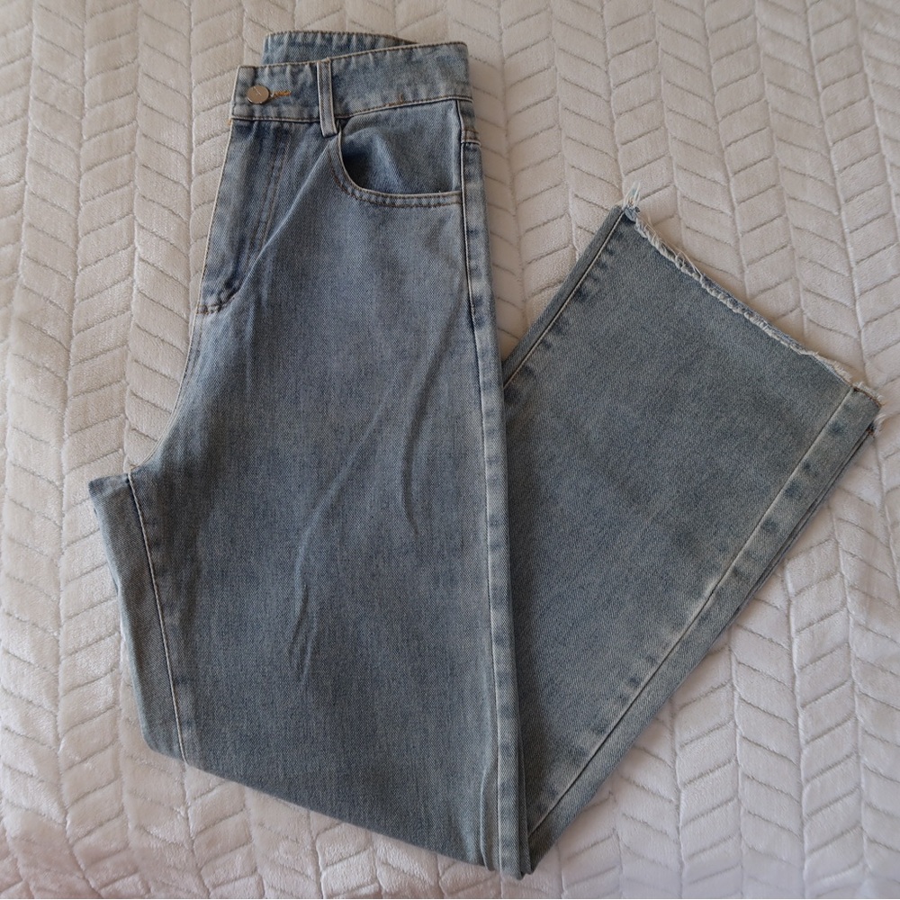 Venti6 Ultra High waisted wide leg baggy blue jeans